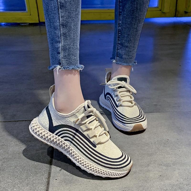 Casual Shoes Female Flats Vulcanized Canvas Stretch Fabric Sneakers