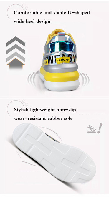 Women Sneakers Breathable Mesh Gold Platform Shoes