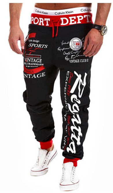 Men's Sporty Urban Style Baggy Joggers w/ Decoration