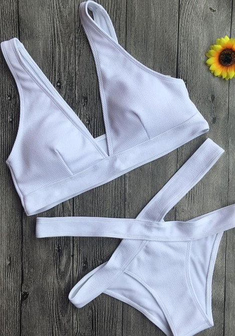 White Backless 2-in-1 Cut Out Slim Thin Swimwear