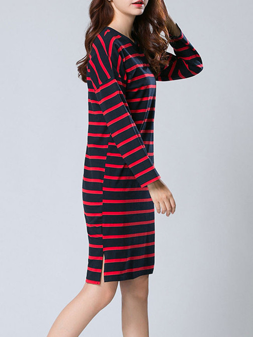 Casual Striped Oversized Cotton Shift Dress