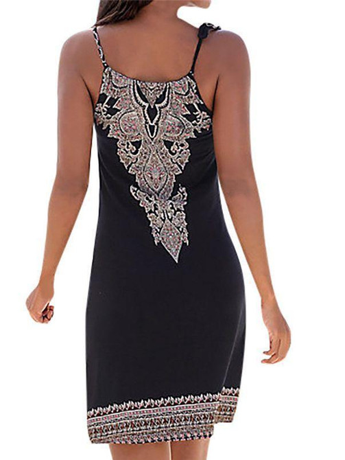 Halter Neck Boho Print Sleeveless Casual Mini Beach Sundress