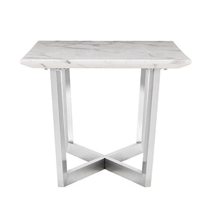 SEI Furniture Wrexham Faux Marble Coffee Table, Soft Ivory/Gray/Brushed Nickel
