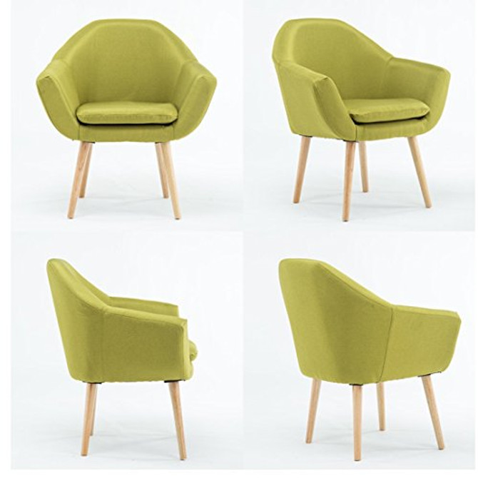 Magshion 2 Pcs Elegant Upholstered Fabric Club Chair Accent Chair W/ 2 Free Pillows (Green)