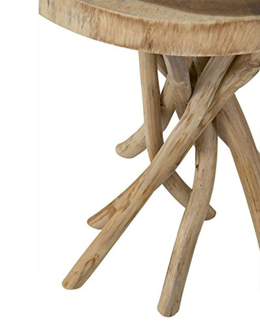East at Main Mara Brown Round Teak Accent Table, (22x22x22)
