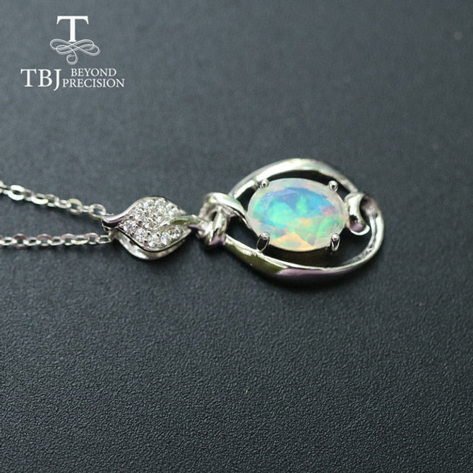Opal small pendant natural Ethiopia gemstone in 925 sterling silver simple design fine jewelry nice Christmas gift for girl,mom