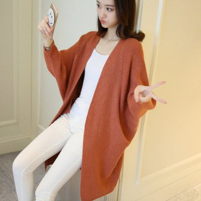 Long Bat Sleeve Oversized Knitted Cardigan