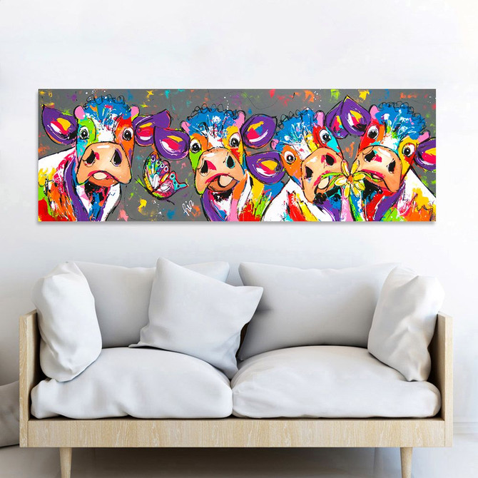 Wall Art Canvas Print The Selfie Cattle Canvas Print Painting Wall Art  60x110 (24x43 inches) For Bedroom Hallway Home Décor