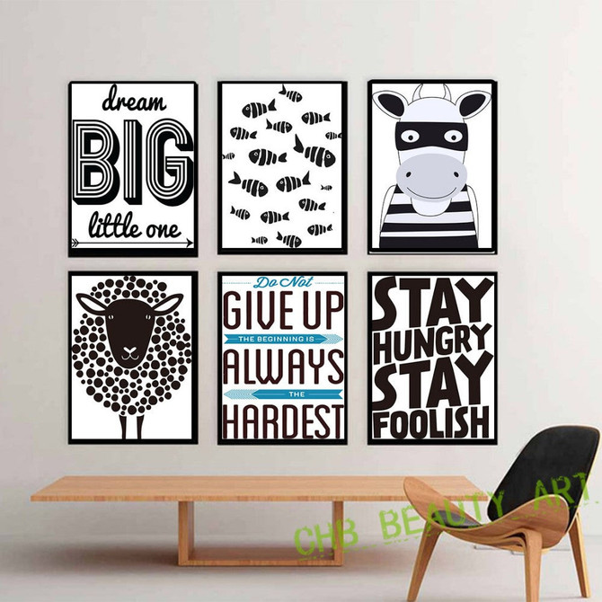 6 Piece Motivational Poster Prints Decorative Picture Canvas Painting Home Decor Wall Art Unframed