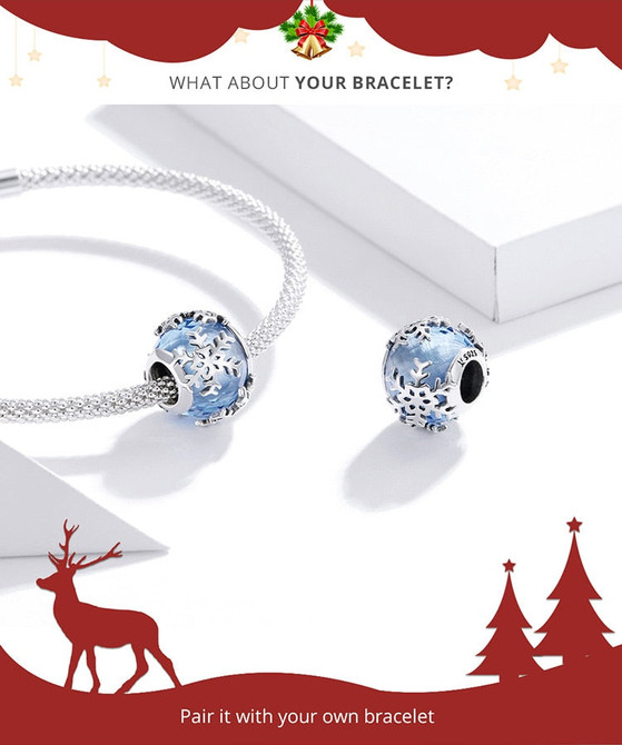 Sterling Silver 925 Crystal Snowflake Beads