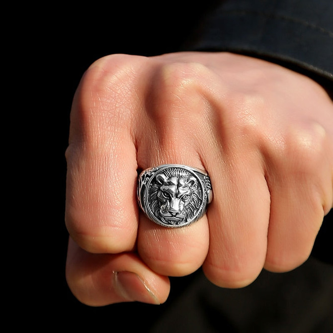 925 Silver Vintage Lion Ring