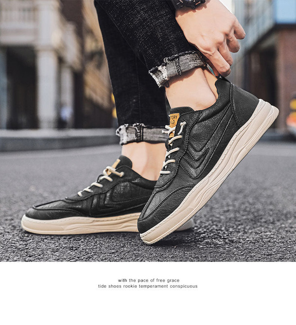 Men Shoes Sneakers Autumn Lightweight Comfortable Leather Men Casual Shoe Male Lace Up Sneakers Non-slip Fashion Flats Shoes