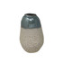 Ceramic Two Toned Vase with Irregular Mouth Rim and Tapered Bottom, Medium, Blue and Beige