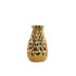 Ceramic Round Bellied Vase with Embossed Wave Design Body, Gold