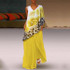 V Neck Printed Loose Irregular Sleeve Maxi Dress