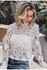 2019 white lace blouse shirt Sexy hollow out embroidery feminine blouse Women long lantern sleeve