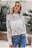 2019 white lace blouse shirt Sexy hollow out embroidery feminine blouse Women long lantern sleeve