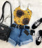 Sunflower One Piece Sexy 2 Wires Polyester Bodysuit