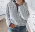Gray/White Fleece Fluffy Oversized Hoodie Women Casual Warm Faux Fur Pullover Sweatshirt