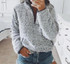 Gray/White Fleece Fluffy Oversized Hoodie Women Casual Warm Faux Fur Pullover Sweatshirt