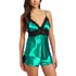 2pcs Pajamas Set Sexy Women Silky Satin Sleepwear Babydoll Lingerie Nightdress