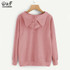 Dotfashion Slogan Print Front Cat Ear Marled Cute Top Autumn Pink Woman Hoodie Sweatshirt 2017 Long Sleeve Sweatshirt
