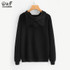 Dotfashion Slogan Print Cat Ear Kawaii Hoodie Sweatshirt 2017 New Black Print Cute Pullovers Long Sleeve Casual Sweatshirt