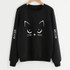 Dotfashion Cat Print Front Sweatshirt 2017 Black Round Neck Long Sleeve Pullovers Autumn Woman Cute Casual Sweatshirt