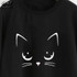 Dotfashion Cat Print Front Sweatshirt 2017 Black Round Neck Long Sleeve Pullovers Autumn Woman Cute Casual Sweatshirt