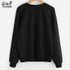Dotfashion Cat Print Front Sweatshirt 2017 Black Round Neck Long Sleeve Pullovers Autumn Woman Cute Casual Sweatshirt