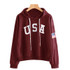 DOSOMA 2017 Autumn Casual Hoodie Women Letters USA Flag Printed Long Sleeve Hoodies Sweatshirt Fashion Women Hooded Jackets Coat