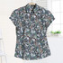 Dioufond Women Summer Tops Plus Size Short Sleeve Shirt Beach Cotton Floral Blouse Turn Down Collar Shirt Blusa Women Casual Top