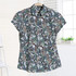 Dioufond Women Summer Tops Plus Size Short Sleeve Shirt Beach Cotton Floral Blouse Turn Down Collar Shirt Blusa Women Casual Top