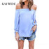 Kaywide Sexy off shoulder chiffon blouse shirt Girls loose summer blouse Slash Neck Women tops long sleeve autumn hollow blusas