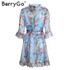 BerryGo Boho chiffon short party dresses vestidos de festa Vintage summer dress women Two piece set fringe ruffle sexy dress