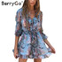BerryGo Boho chiffon short party dresses vestidos de festa Vintage summer dress women Two piece set fringe ruffle sexy dress