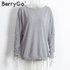 BerryGo Black off shoulder knitted sweater Women autumn elegant batwing sleeve jumper pull femme Winter casual loose pullover