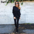 BerryGo Black off shoulder knitted sweater Women autumn elegant batwing sleeve jumper pull femme Winter casual loose pullover