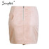 Simplee suede leather pencil skirt High waist lining skirt womens Zipper bodycon sexy short mini asymmetrical skirt summer
