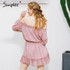 Simplee Short chiffon vintage dress women Off shoulder long sleeve beach summer dress Ruffle sexy dress new year vestido