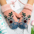 DARKAREA Winter Women Mittens Plus Cashmere Knitted Gloves Winter Gloves With Christmas Elk Pattern Lanyard Warm Female Mittens