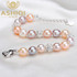 ASHIQI Real Natural multi Freshwater pearl bracelet , handmade crystal ball bracelets jewelry for women gift