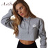 ArtSu 2017 Letter Print Hoodies Sweatshirt Women Hoodie Long Sleeve Harajuku Kawaii Short Hoody Autumn Winter Pullover ASHO20051