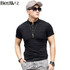 Beswlz Summer Men's T-Shirts Short Sleeve Mandarin Collar Cotton Slim Men T Shirts Business Casual Style Men Tops Tees 6951