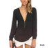 2016 6 Color Solid Autumn V Neck Long Sleeve Zipper Sexy Chiffon Blouses Women Work Wear Blusas Femininas Tops