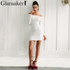 Glamaker Sexy off shoulder bodycon dress women Elegant ruffle long sleeve short dress Knitting wrap mini party dress vestidos