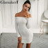 Glamaker Sexy off shoulder bodycon dress women Elegant ruffle long sleeve short dress Knitting wrap mini party dress vestidos