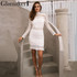 Glamaker Sexy hollow out white lace dress Women elegant ruffle black mini dress vestidos Autumn female bodycon christmas dress