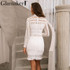 Glamaker Sexy hollow out white lace dress Women elegant ruffle black mini dress vestidos Autumn female bodycon christmas dress