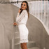Glamaker Sexy hollow out white lace dress Women elegant ruffle black mini dress vestidos Autumn female bodycon christmas dress